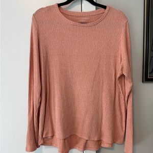 American Eagle Outfitters Coral Ribbed Long Sleeve Tee